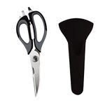 Multifunction Kitchen Scissors, 7-in-1 Heavy Duty Stainless Steel Culinary Scissor with Magnetic Holder, Detachable Household Kitchen Shear for Cut Poultry Bone Vegetables Fruit Seafood (Black)