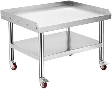 GarveeTech Stainless Steel 36x28x24 inch Equipment Grill Stand Table, 1000 lbs Top Shelf, 220 lbs Bottom Shelf, 2" Edge Baffle, for Hotel, Home, Commercial Restaurant Kitchen with Wheel