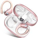 Wireless Earbuds, Bluetooth 5.3 Headphones Wireless with CVC8.0 Noise Cancelling Mic, IP7 Waterproof Wireless Earphones Running Stereo, 75H Bluetooth Sport Ear buds Earhooks for iOS/Android, Rose Gold