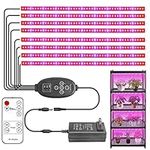 [8 Pack] LVJING LED Grow Light Strips for Indoor Plants, Waterproof Full Spectrum Plant Lights with Auto On/Off Timer, 10 Dimmable Levels, 384 LEDs Grow Lamp for Hydroponics with Remote Control