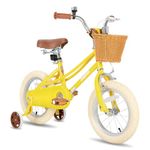 JOYSTAR 14 inch Kids Bike for 3-5 Years (39"-47") Boys & Girls, Child Bicycle with Training Wheels & Basket, Yellow