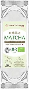 40g (Refill) Organic Matcha Green Tea Powder Japanese Ceremonial Grade from Uji Kyoto, First Harvest Stone-Ground, Soil Association Certified, Energy & Focus Booster, Vegan Detox Superdrink