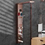 InArt Multifunction 8 in 1 Shower Panels For Bathroom SS304 Grade Thermostatic Shower System With LED Rainfall Shower, Hot & Cold Water Adjustable, Massage, Hand Shower & Water Spout & Built-in Shelf
