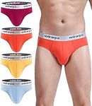 wirarpa Men's Cotton Underwear Soft Briefs Wide Waistband Underpants No Fly Assorted Solid Colors Size L 4 Pack