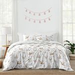 Sweet Jojo Designs Blush Pink, Mint Green and White Boho Watercolor Woodland Deer Floral Girl Full/Queen Kid Teen Bedding Comforter Set-3 Pieces