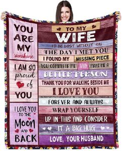 eBoutik - "To My Wife Xmas Gift Blanket From Husband/Wife - I Love You Letter Printed Warm Throw For Chistmas, Birthday or Anniversary(130cm x 150cm)
