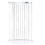 Safetots Extra Tall Narrow Metal Safety Gate Pressure Fit, 68.5cm - 75cm, White, 104cm in Height, Extra Tall Stair Gate, Tall Baby Gate, Easy Installation