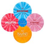 Latitude 64 Retro Burst Disc Golf Set, Outdoor Games, Men & Women Frisbee Starter Set, Ballista Distance Driver, Saint Fairway Golf Disc, Fuse Midrange & Keystone Putter, 4 Pack