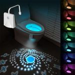 Toilet Light Motion Sensor, 16 Colors Changing Toilet Night Light with Star Projection Light, Rechargable Toilet Bowl Light LED Night Light for Bathroom, Funny Gift for Women Men Teen Girls Boys (1PC)