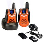 Retevis RT602 Walkie Talkies for Kids, Rechargeable Walkie Talkies with Charging Base, Rechargeable Battery, Toys with Flashlight, 8CH VOX, Funny Gifts for Games, Family, Camping (1 Pair, Orange)