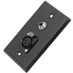 Seismic Audio SA-PLATE11 Black Stainless Steel Wall Plate with One 1/4-Inch TS Mono Jack and XLR Female Connector