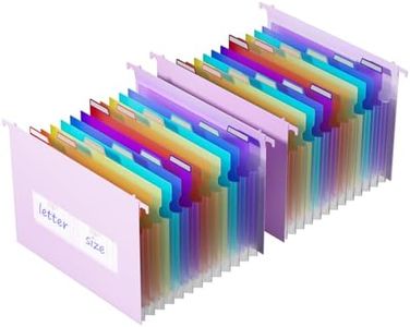 ThinkTex Plastic Expanding Hanging File Folders,12 Accordion Pockets,Large Capacity for Letter & A4 Size, Organizer for Filing Cabinet,Ideal for Tax,Contracts,Invoices,for Office,School-Purple-2set
