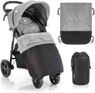 Zamboo Couverture Poussette Universelle, Plaid Bebe pour Extérieur, Polaire Douce, Déperlant et Coupe-Vent, Léger, Cordons Fixation, Sac Inclus - Gris Noir