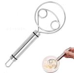 Reyansh Stainless Steel Dough Whisk Manual Bread Whisk Non-Slip Heat Resistant Danish Dough Whisk,Dough Mixer Hand Tool for Bread, Batter and Pastry (1)