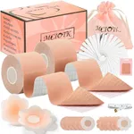 Mciotk Boob Tape Kit - Boobytape for Breast Lift w 2 Body Tape, 2 Pcs Silicone Breast Petals,12 Pcs Satin Nipple Stickers, 36 Pcs Double Sided Tape, BoobTape for Large Breasts A-G Cup
