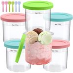 ZOCONE 6 Pack Ice Cream Containers for XSKPLID2CD Ninja Creami Pints and Lids, Compatible with NC299AMZ NC300 NC301 Series Ice Cream Maker, Airtight, Dishwasher Safe, BPA-Free, Reusable