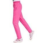 MEILONGER Girls Sweatpants Joggers Workout Baggy Yoga Sport Pants with Pocket Size 8,10-12,14-16(89062Rose Red,10-12)