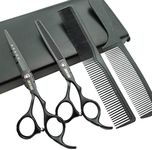 6.0 inches black Hair Cutting Thinning Scissors Set with Case Combs for Professional & Personal