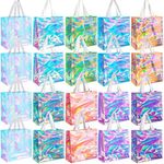 20 Pack Clear Tote Bags 12 x 12 x 6, PVC Plastic Tote Bag With Handles for Work Beach Lunch Sports, Concerts, Bright Color