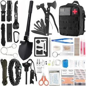 aiGear Survival Kit and First Aid Kit, 138 Pcs Survival Gear and Equipment with Molle Pouch, Camping Accessories, Gifts for Men Women Outdoor Fishing Hunting Camping