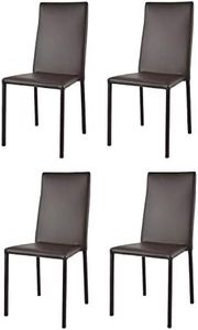t m c s Tommychairs - Set 4 sedie impilabili modello Julia per cucina bar e sala da pranzo, robusta struttura in acciaio imbottita e rivestita in finta pelle colore moka