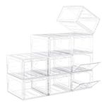 ARSTPEOE 9 Pack Shoe Organizer, Upgrade Harder Solid Plastic Shoe Storage, Shoe Boxes Clear Plastic Stackable, Sneaker Storage, Shoe Organizer for Closet, Shoe Display Case, White