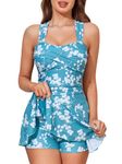 MiYang Women's Swimwear One Piece Slimming Skirt Tummy Control Swimdress Bathing Suit, Verdant Orchid Grace, XL