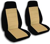 Totally Covers Two-Tone Car Seat Covers: Black & Tan - Universal Fit - Front - Buckets - Option for Airbag, Seat Belt, Armrest & Lever