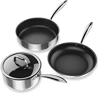 Stainless Steel Pots and Pans Set, Induction Cookware 4-Piece with Lid, Cookware Sets for Oven & Dishwasher Safe By MOMOSTAR