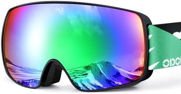 Odoland Kids Ski Goggles, Snowboard Goggles for Youth Skiing Age 8-16, Snow Goggles S2 Double Lens Anti-Fog UV400 Protection, Black Frame Colorful VLT 28%