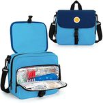 CURMIO Insulin Cooler Travel Case, Portable Diabetic Supplies Organizer with Insulated Pocket and Shoulder Strap for Insulin Pens and Diabetic Supplies, Blue (Bag Only)