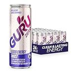 GURU ZERO WILD BERRY ORGANIC ENERGY DRINKS, NATURAL CAFFEINE + METABOLIC BOOST, 355ml (PACK OF 24)