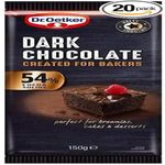 Dr. Oetker 54% Dark Chocolate Bar, 3.00 kg, Pack of 20x150g