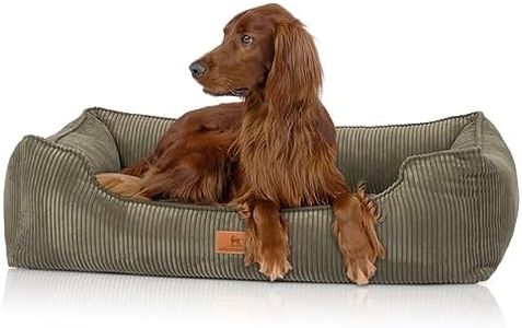 Knuffelwuff Panier pour Chien orthopédique en Velours côtelé Aspect tissé Main Nunavut XL 105 x 75cm Kaki - Housse Amovible - Lavable - pour Grands, Moyens et Petits Chiens