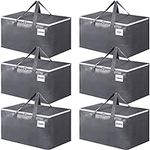 BlissTotes Large Moving Boxes and with Zippers & Handles Moving Supplies with lids, Heavy Duty Totes for Storage Bags for Space Saving, Fold Flat, Moving and Storing 93L, 6 Pack