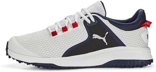 PUMA Men's Fusion Grip Golf Shoe, Puma White Puma Silver Puma Navy, 11 US