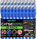 GearIT 20-Pack, Cat5e Ethernet Patch Cable 2 Feet - Snagless RJ45 Computer LAN Network Cord, Blue