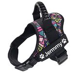 Dihapet Personalized Dog Harness with Pet Name & Phone Number, No Pull Dog Vest,Escape Proof Reflective Dog Harness, Custom Patches with Hook Backing