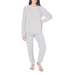 Sleepdown Women's Ladies Long Sleeve Teddy Fleece Top and Bottoms Set Pajama, Grey, L