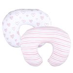 Nursing Pillow Covers (COVERS ONLY) 2 Pack, Stretchy 100% Jersey Cotton Nursing Pillowcases, Large Zipper Ultra Soft, Fits for Chicco Boppy and Widgey Nursing Pillow，Pink