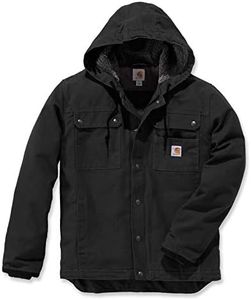 Carhartt Mens Relaxed Fit Washed Duck Sherpa-lined Jacket Work Utility Outerwear, Black, Large US