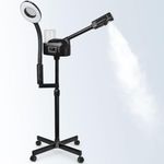 Professional Facial Steamer with 5X Magnifying Lamp, 2 in 1 Facial Steamer Upgrade PTC Heating, Esthetician Steamer Black Face Steamer for Salon Spa Beauty