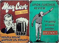 Man Cave Decor 2PC Set, Funny Mancave Stuff for Men, 8" x 12", 4 Screws Incl, Mancave Accessories Metal Signs and Decor, Man Cave Gifts for Men, Sports Decorations for Man Cave, Beer Signs Man Cave