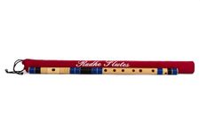 Radhe Flutes | Right Handed C Sharp With Velvet Cover | Tuned With Tanpura A=440Hz | PVC Fiber (Beige Flute With Dark Blue & Black)