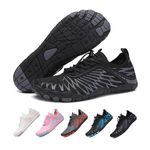 Hike Footwear Barefoot Shoes Womens Mens, Barefoot Trainers, Non-Slip Lightweight Water Shoes, Wide Toe Fit Walking Running Gym Swim Surf Outdoor Black39