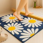 Roseate Flower Super Soft (40x60 cm) Microfiber 2000 GSM Bath Mat Super Absorbent Anti-Skid Door Mats for Home/Bathroom/Bedroom/Kitchen/Floor Mat (Dark Blue) Pack of 1