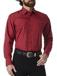 Wrangler Men's Sport Western Two Pocket Long Sleeve Snap Shirt, Wine, Large