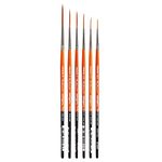 KINGART B-016 Premium 6 pc. Radiant 6050 Series Script Liner Artist Brush Set, Synthetic Taklon for Acrylic, Oil Watercolor Paint, Short Handle, 6 Brushes Sizes: 10/0, 6/0, 2/0, 1, 2, 4