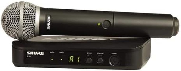 Shure BLX24/PG58 UHF Wireless Microphone System - Perfect for Church, Karaoke, Vocals - 14-Hour Battery Life, 300 ft Range | includes PG58 Handheld Vocal Mic, Single Channel Receiver | J11 Band