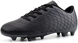 firelli Boys Girls Athletic Outdoor Soccer Cleats Kids Firm Ground Football Shoes (1 CA,Black)